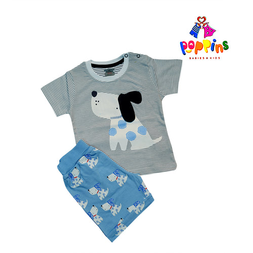 Baby and Toddler Short set With Striped Doggy