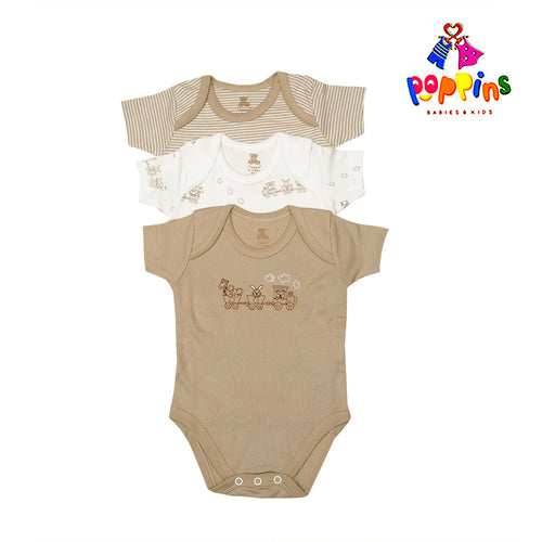 Baby Bodysuit-Pack Of 3Pcs Animal Train