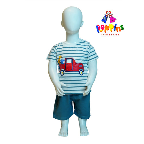Baby Short set Knit Striped Car