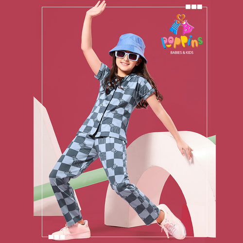 Kids Chess Checked Printed Night Wear