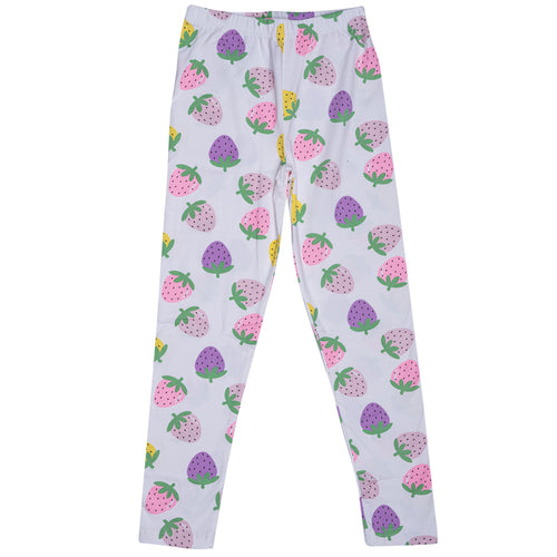 Girls Printed Leggings- Strawberries