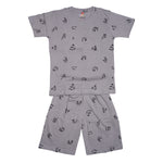 Boys Graphic T-Shirt Short set- Alphabet Grey