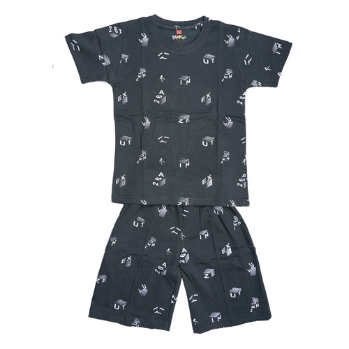 Boys Graphic T-Shirt Short set- Alphabet Green