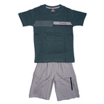Boys Graphic T-Shirt Short set- Dark Green