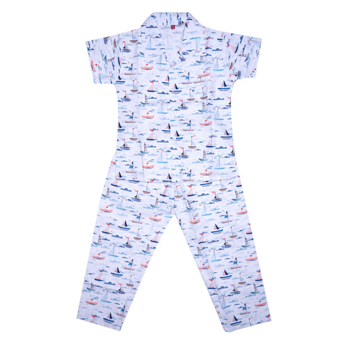 Kids cotton printed night suit- Ship