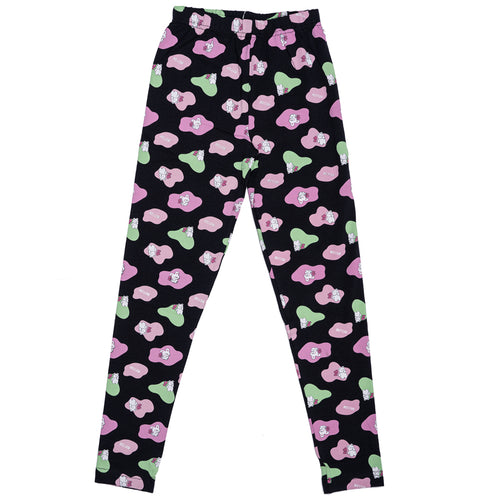 Girls Printed Leggings- Black Multi