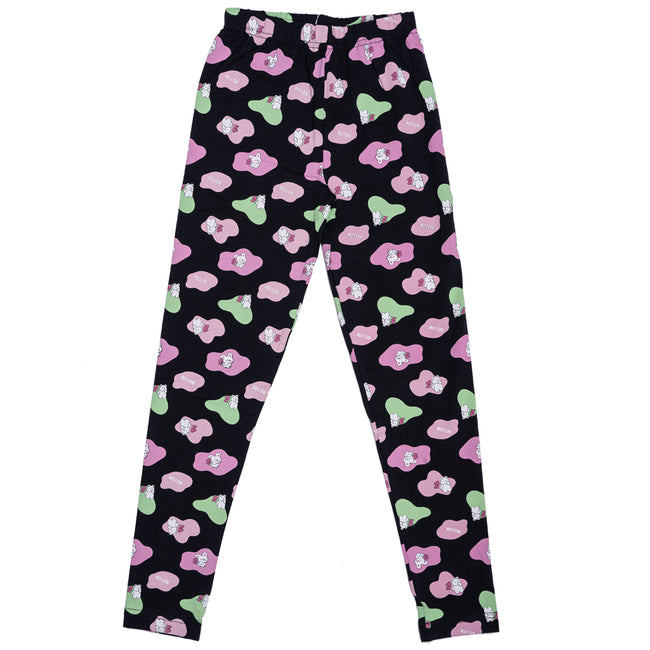 Girls Printed Leggings- Black Multi