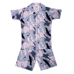 Boys Collared shirt and short set- Gray Multi