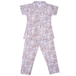 Kids cotton printed night suit- Safari