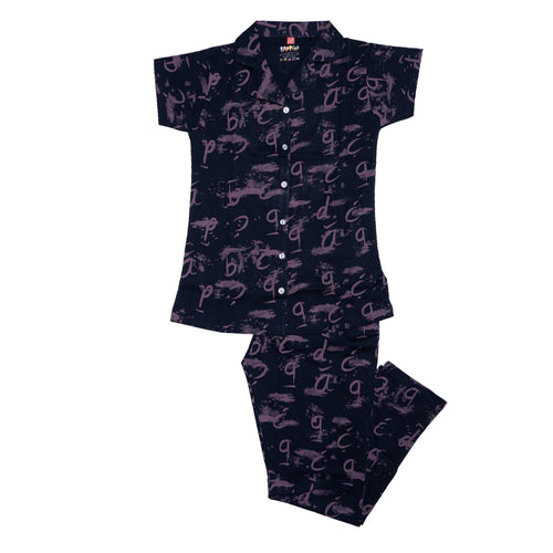 Girls Graphic Sleep set- Navy/Purple