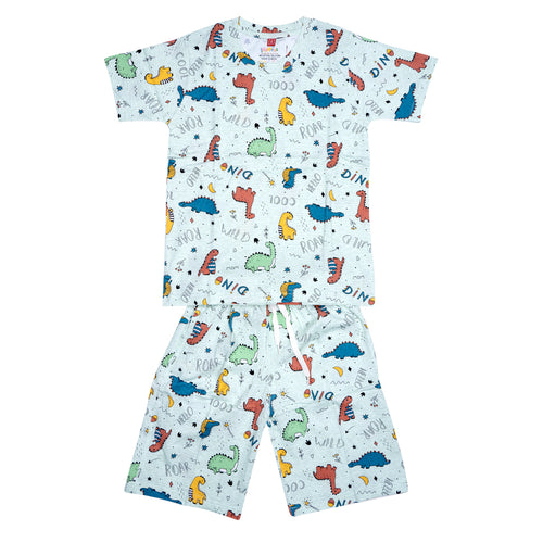 Boys Graphic T-Shirt Short set- Dino Blue