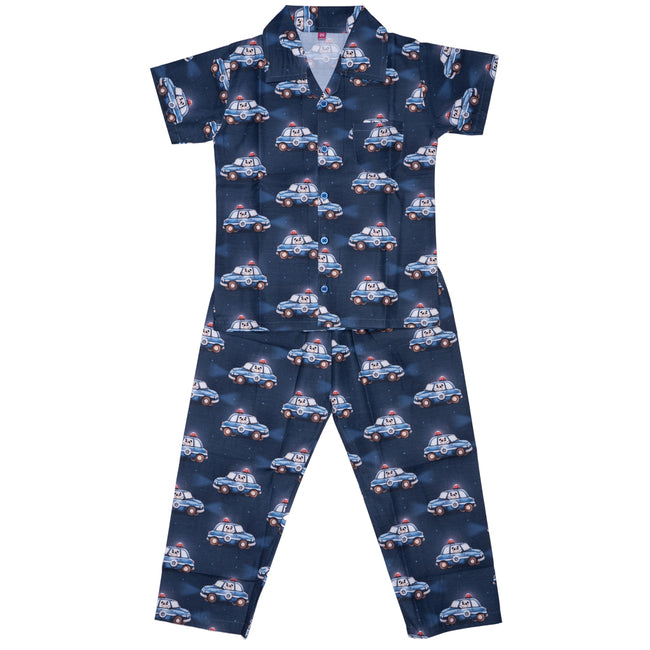 Kids cotton printed night suit- Police Car