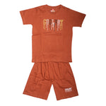 Boys Graphic T-Shirt Short set- Rust