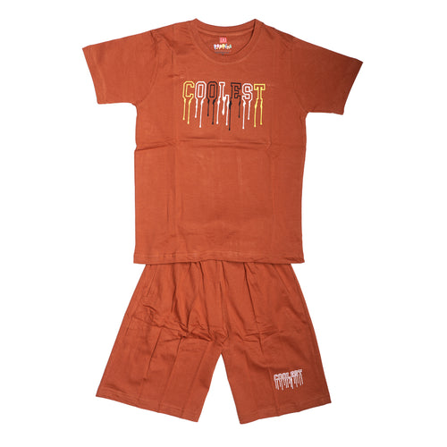 Boys Graphic T-Shirt Short set- Rust