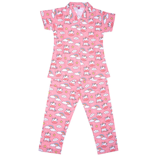 Kids cotton printed night suit- Unicorn