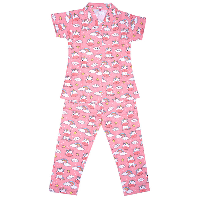Kids cotton printed night suit- Unicorn