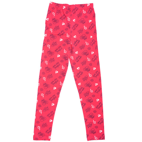 Girls Printed Leggings- Hot Pink Sweetheart