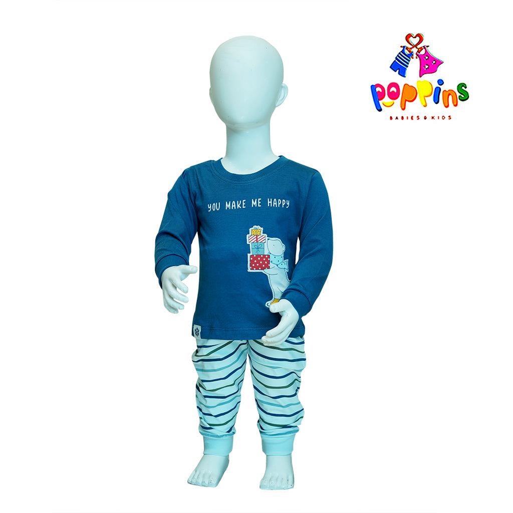 Baby outfit set- Animal - Indigo