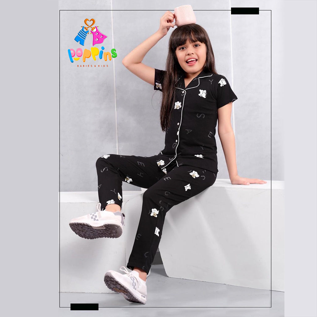 Girls Button-down pyjama set Alphabetic Bear