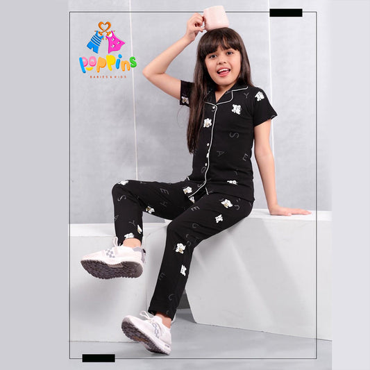 Girls Button-down pyjama set Alphabetic Bear