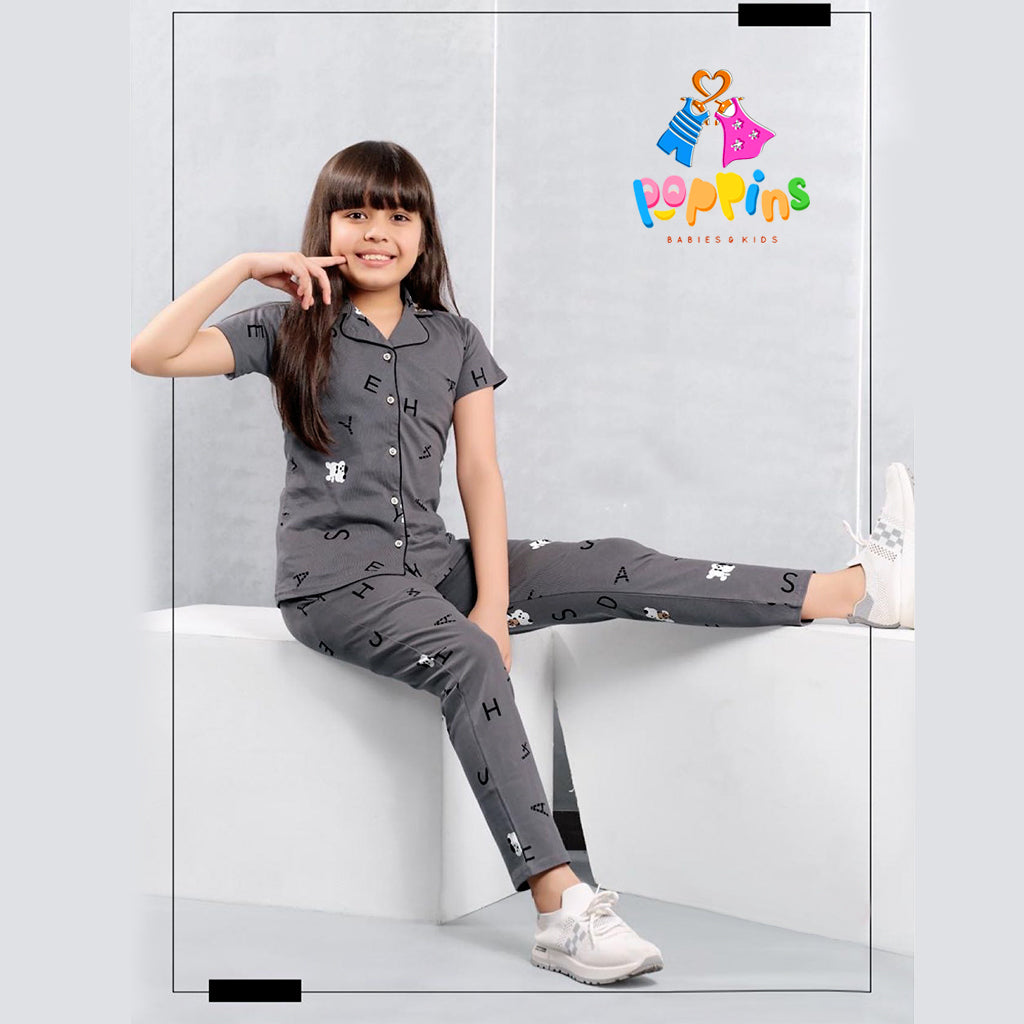 Girls Button-down pyjama set Alphabetic Bear