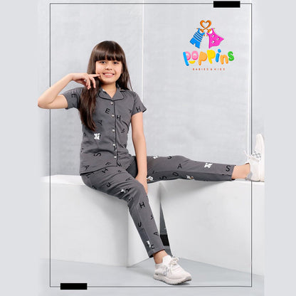Girls Button-down pyjama set Alphabetic Bear