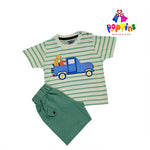 Baby Short set Knit Striped Car