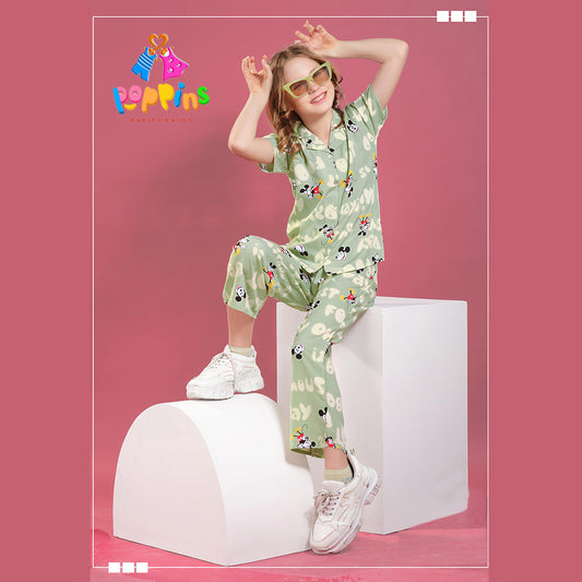 Girls Button-down pyjama set Mickey Green
