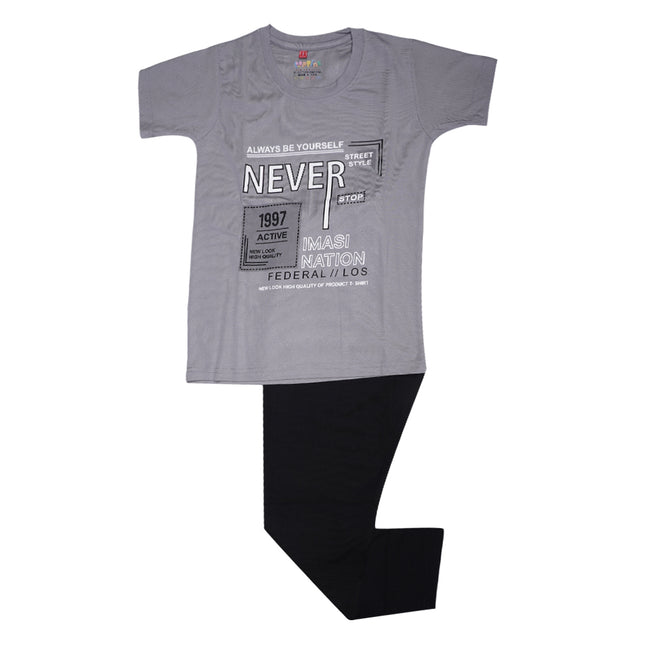 Boys Graphic set- Light Grey