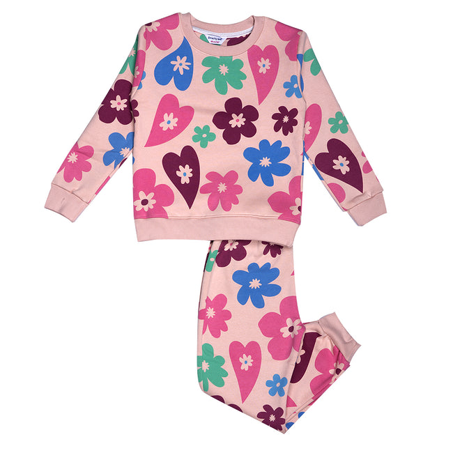 Spring Flower Sweat Set-Rose