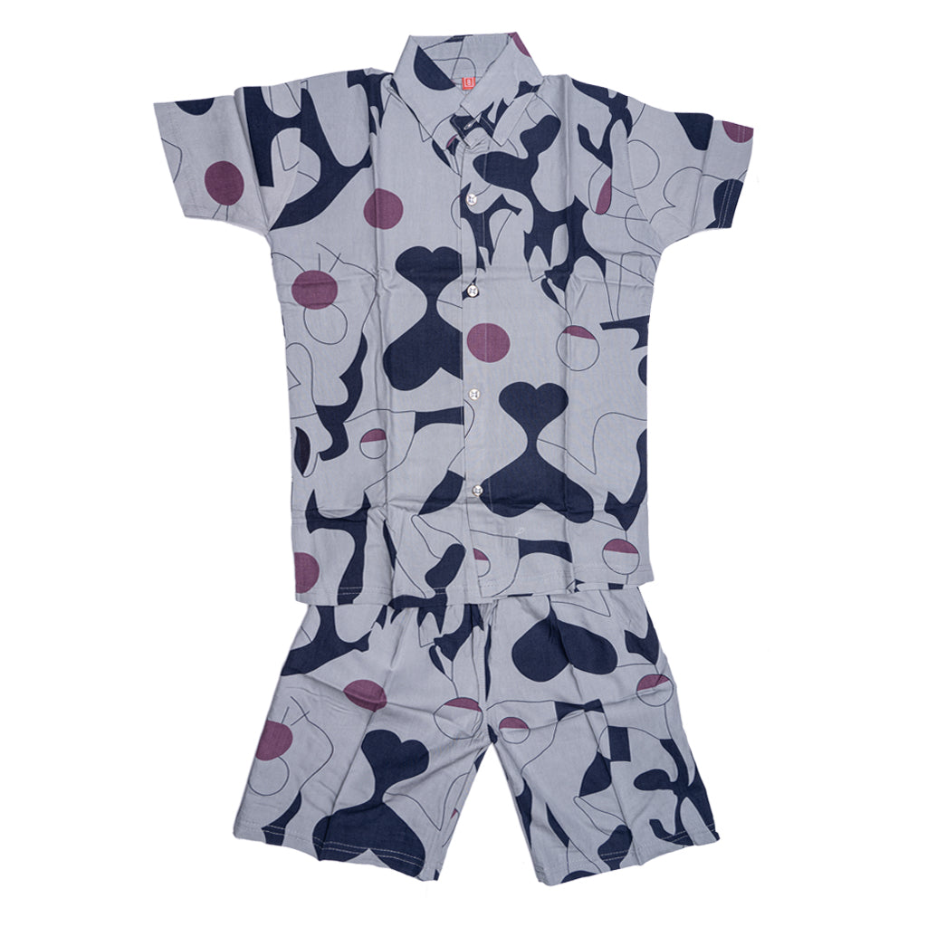 Boys Buttondown short set and short set- Grey