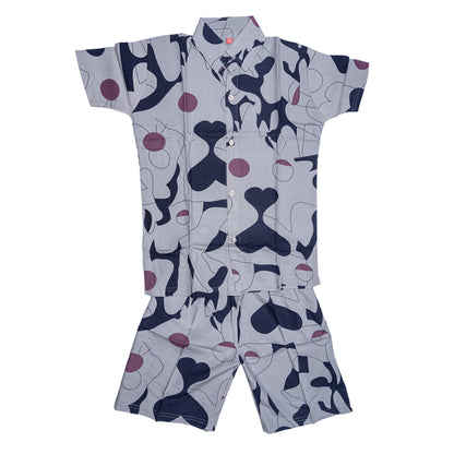 Boys Buttondown short set and short set- Grey