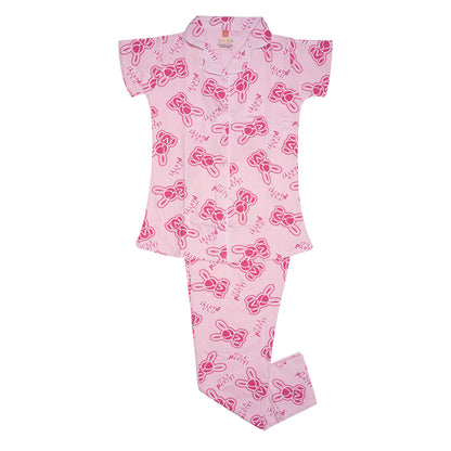 Girls Graphic Bunny Sleep set- Pink