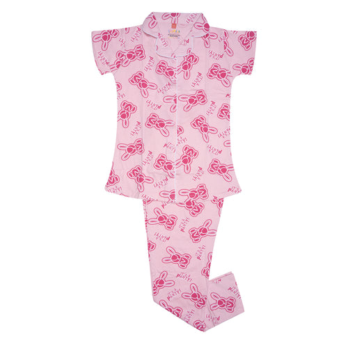Girls Graphic Bunny Sleep set- Pink
