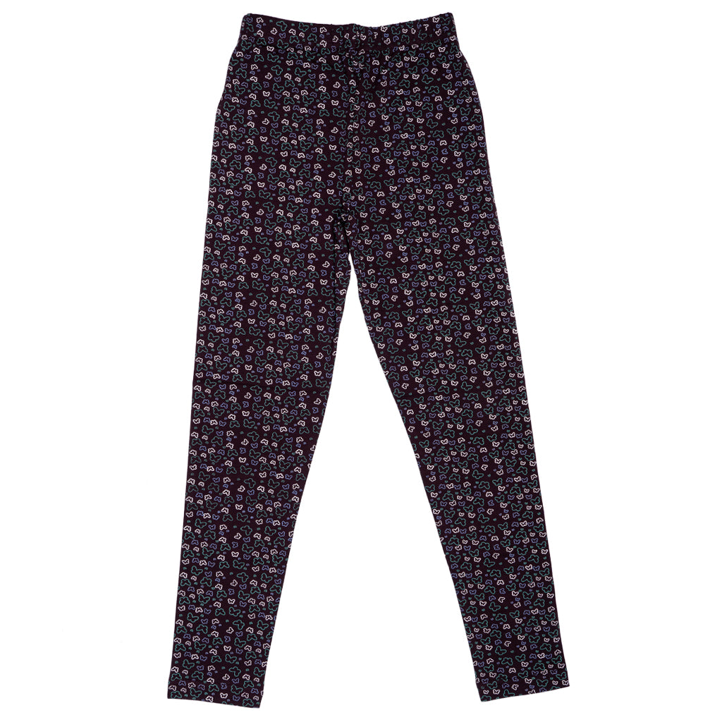 Girls Printed Leggings- Brown Butterfly