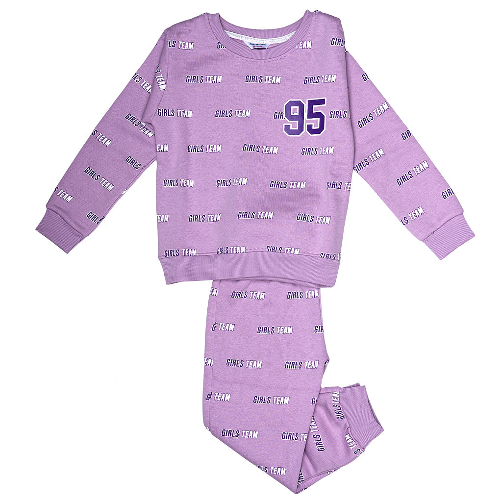 Girl Team Sweat Set-Purple