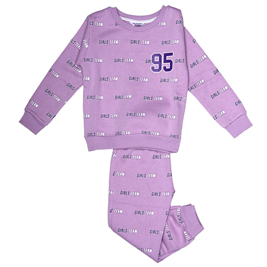 Girl Team Sweat Set-Purple