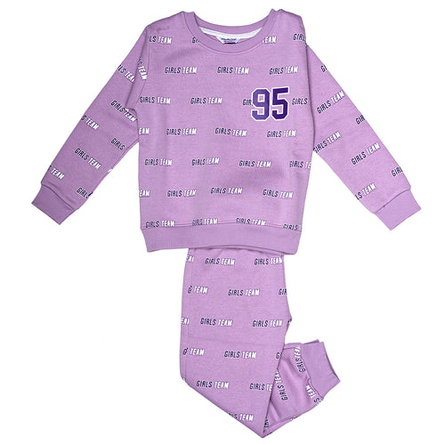 Girl Team Sweat Set-Purple