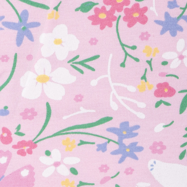 Girls Printed Leggings- Spring flowers Pink