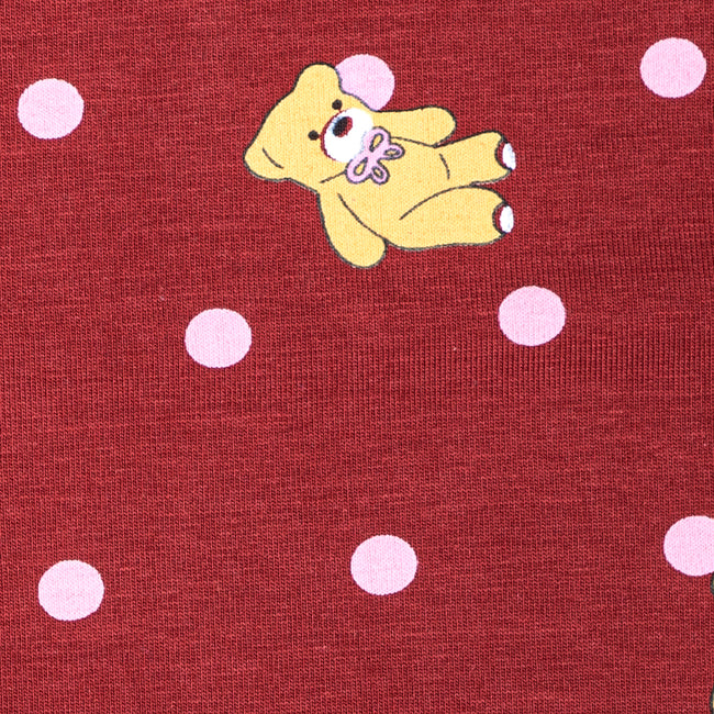 Girls Printed Leggings- Maroon Teddy