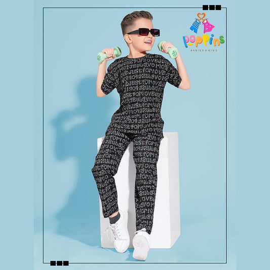 Kids Little Explorer Printed T Shirt Pant Set