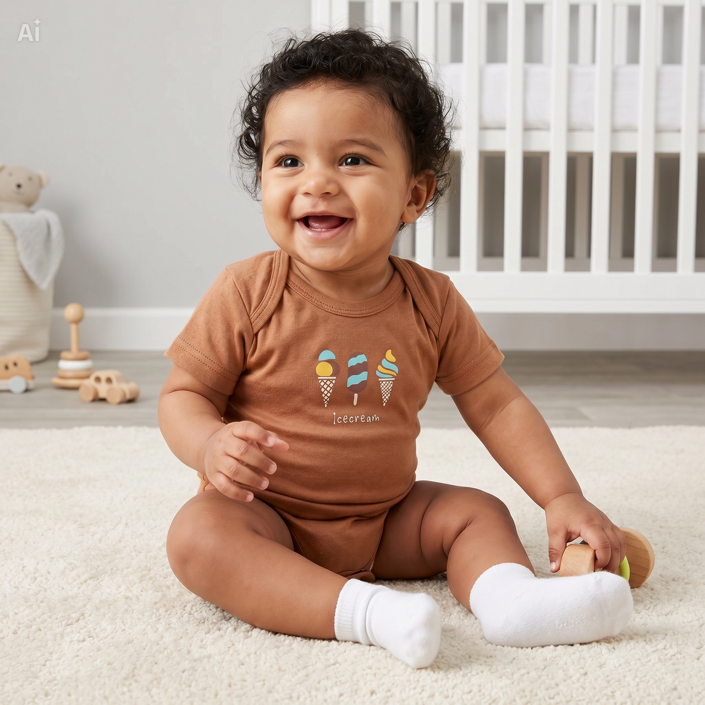 Baby Bodysuit-Pack Of 3Pcs Ice Cream