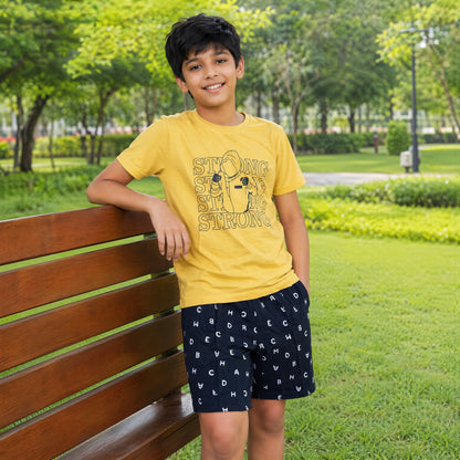 Boys Graphic T-Shirt Short set- Strong Yellow