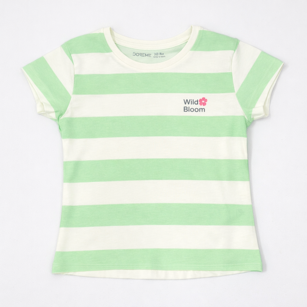 Girls Tshirt- Green Striped
