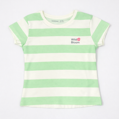 Girls Tshirt- Green Striped