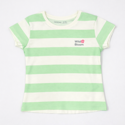 Girls Tshirt- Green Striped