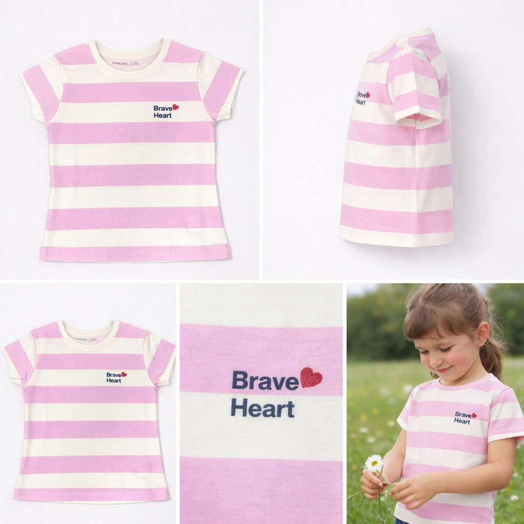 Girls Tshirt- Pink Striped