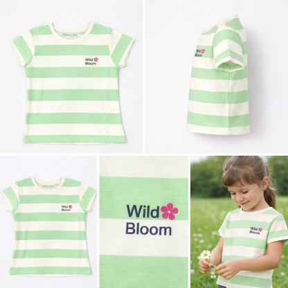 Girls Tshirt- Green Striped