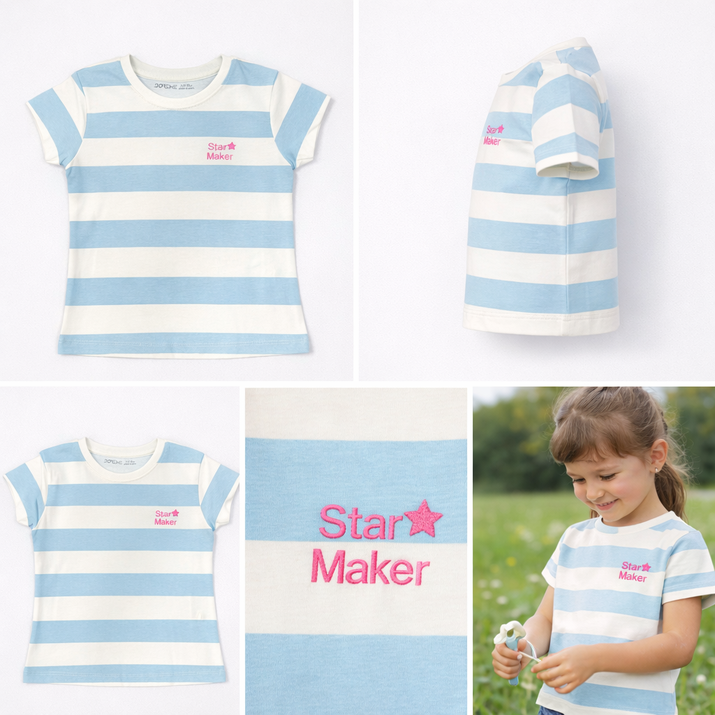 Girls Tshirt- Blue Striped