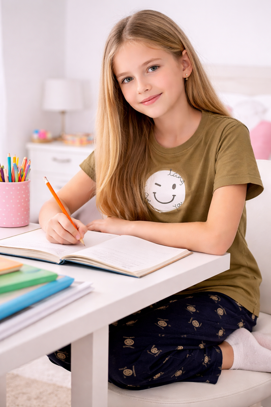 Girls Graphic set- Olive Green